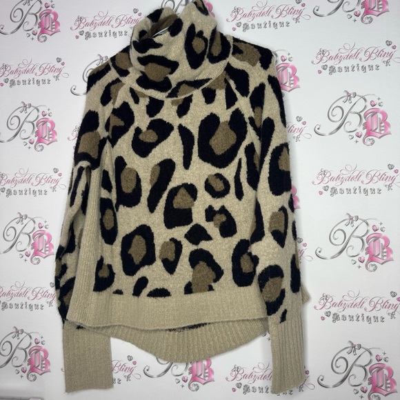 Rag supply cheetah print sweater pull over turtle neck animal print furry fuzzy - Picture 11 of 11